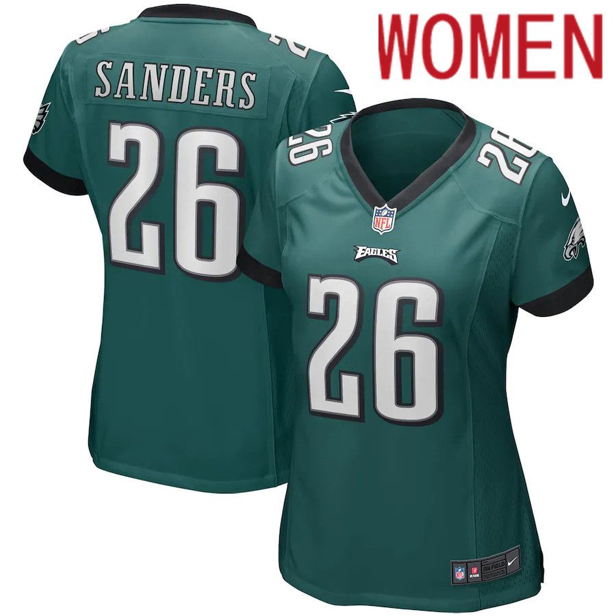 Women Philadelphia Eagles 26 Miles Sanders Nike Midnight Green Game NFL Jersey